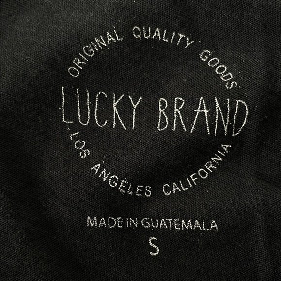 Lucky Brand Boho 3/4 inch Sleeve Shirt Black Gold Size Small - Picture 7 of 9